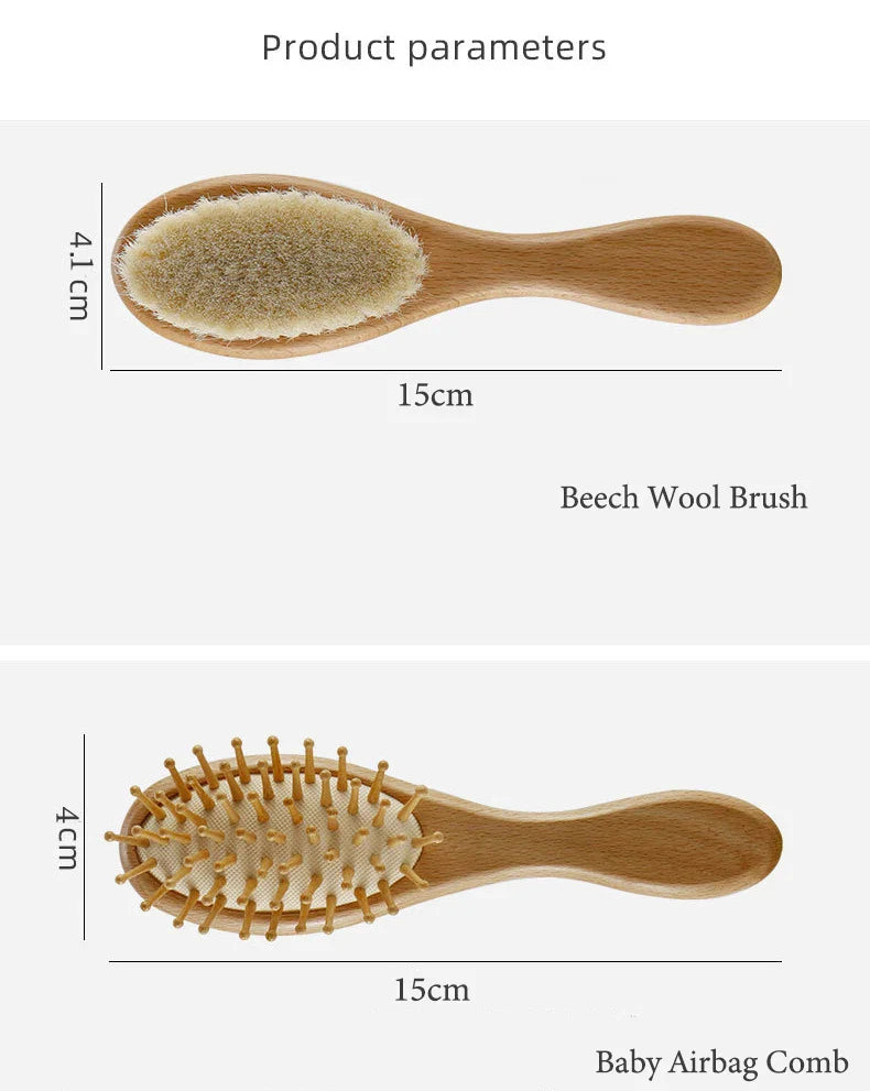 Newborn Baby Wooden Hair Brush