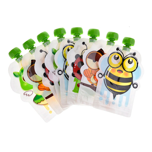 8pcs 148ml BPA-Free Reusable Sealed Complementary Food Pouch