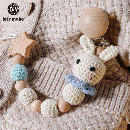 Wooden & Crochet Pacifier Clip