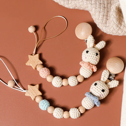 Wooden & Crochet Pacifier Clip