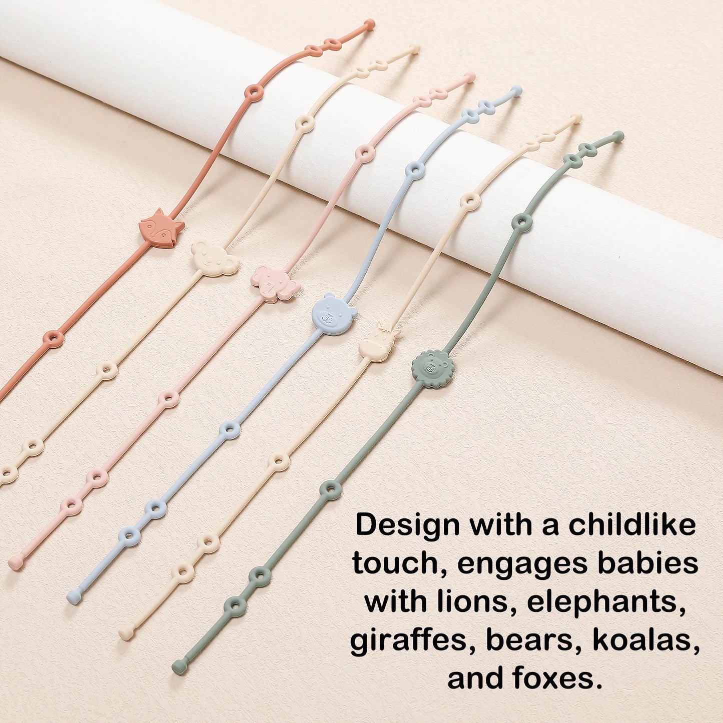 6pcs Silicone Baby Toy & Pacifier Straps